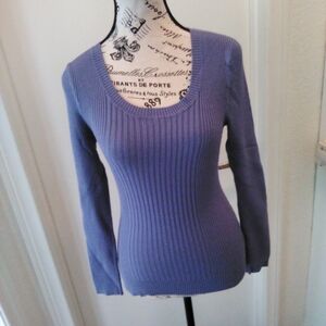 Sky Blue VNeck Cable Knit sweater